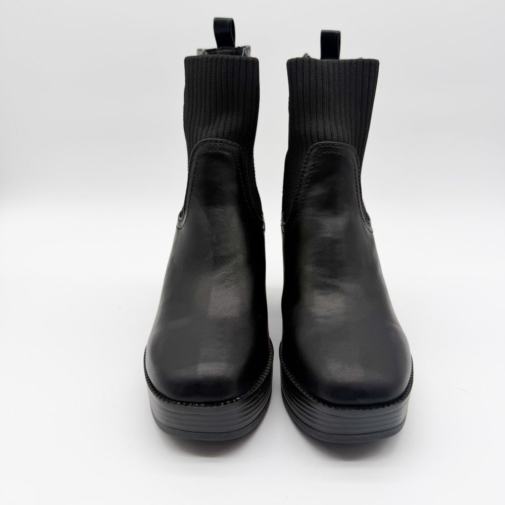 Yoki Yale Chunky Chelsea Platform Ankle Boots Block Heel Pull On Black 7.5 NEW - Picture 5 of 15